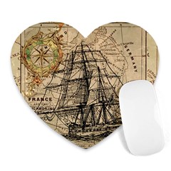 Ship Map Navigation Vintage Heart Mousepads