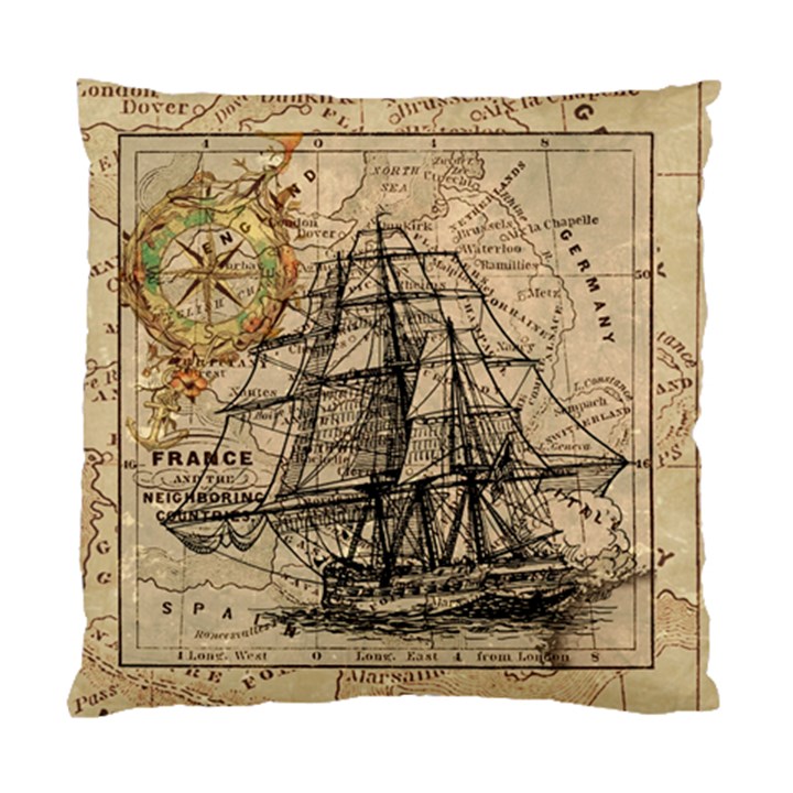 Ship Map Navigation Vintage Standard Cushion Case (Two Sides)