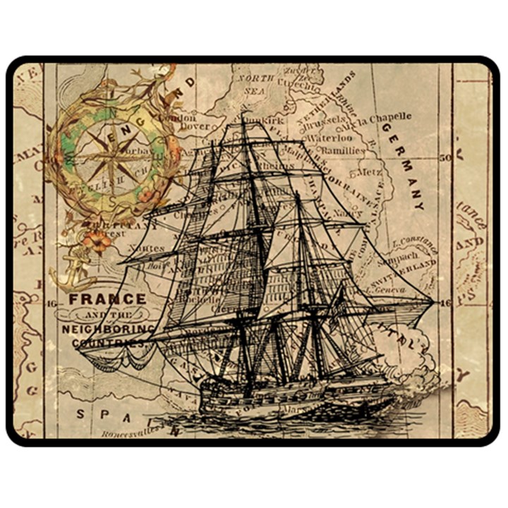 Ship Map Navigation Vintage Fleece Blanket (Medium) 