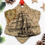 Ship Map Navigation Vintage Snowflake Ornament (Two Sides) Front