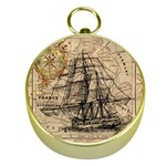 Ship Map Navigation Vintage Gold Compasses Front