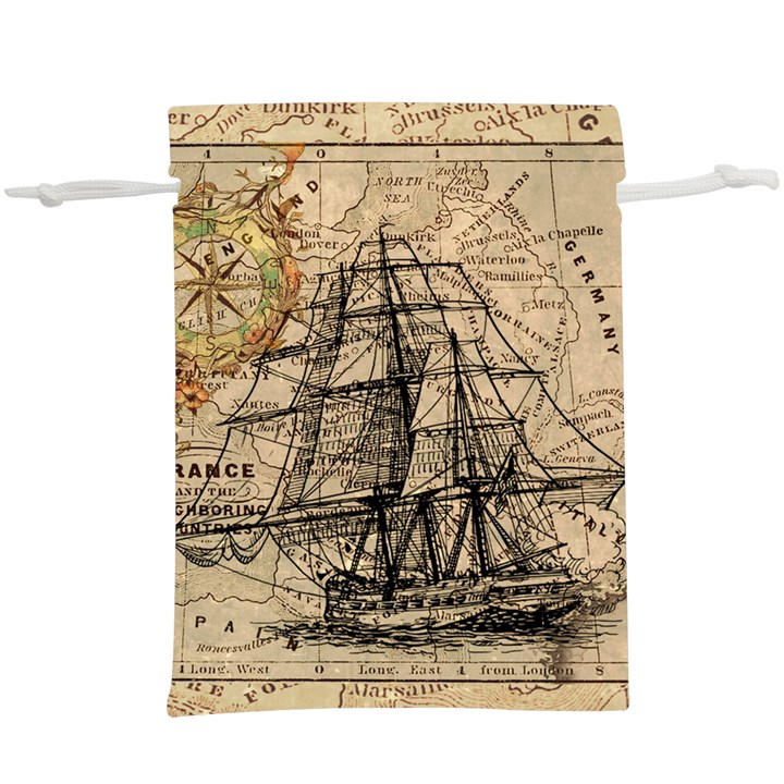 Ship Map Navigation Vintage  Lightweight Drawstring Pouch (XL)