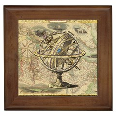 Map Compass Nautical Vintage Framed Tile