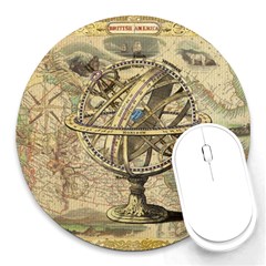 Map Compass Nautical Vintage Round Mousepads by Sapixe