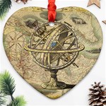 Map Compass Nautical Vintage Ornament (Heart) Front