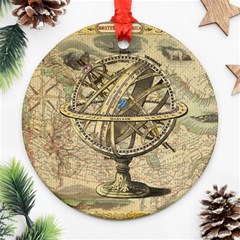 Map Compass Nautical Vintage Round Ornament (two Sides)