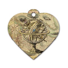 Map Compass Nautical Vintage Dog Tag Heart (two Sides) by Sapixe