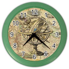 Map Compass Nautical Vintage Color Wall Clock by Sapixe