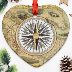 Map Vintage Nautical Collage Ornament (heart)