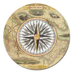 Map Vintage Nautical Collage Magnet 5  (round) by Sapixe