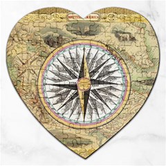 Map Vintage Nautical Collage Jigsaw Puzzle (heart) by Sapixe