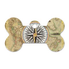 Map Vintage Nautical Collage Dog Tag Bone (one Side) by Sapixe