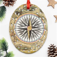 Map Vintage Nautical Collage Ornament (oval Filigree)