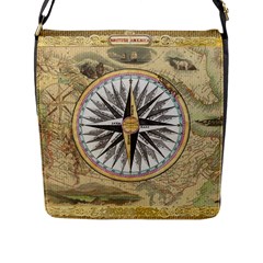 Map Vintage Nautical Collage Flap Closure Messenger Bag (l) by Sapixe