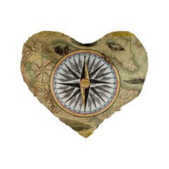 Map Vintage Nautical Collage Standard 16  Premium Flano Heart Shape Cushions by Sapixe