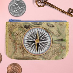 Map Vintage Nautical Collage Large Coin Purse by Sapixe