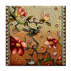 Flower Cubism Mosaic Vintage Tile Coaster