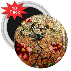 Flower Cubism Mosaic Vintage 3  Magnets (10 Pack)  by Sapixe