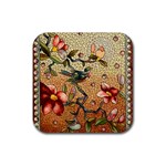 Flower Cubism Mosaic Vintage Rubber Coaster (Square) Front