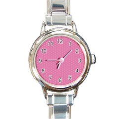 Seamless-pink Round Italian Charm Watch by nateshop