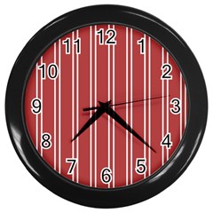 Stripes-red Wall Clock (black) by nateshop