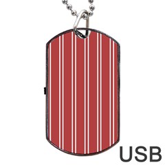 Stripes-red Dog Tag Usb Flash (two Sides)