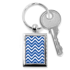 Waves-blue White Key Chain (rectangle) by nateshop