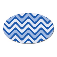 Waves-blue White Oval Magnet by nateshop