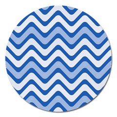 Waves-blue White Magnet 5  (round) by nateshop