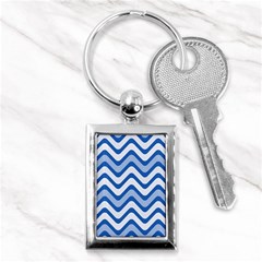 Waves-blue White Key Chain (rectangle) by nateshop