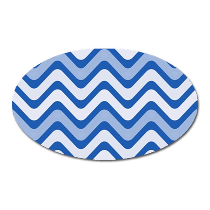 Waves-blue White Oval Magnet