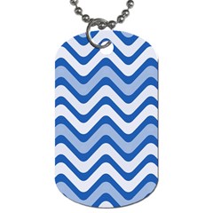 Waves-blue White Dog Tag (one Side) by nateshop