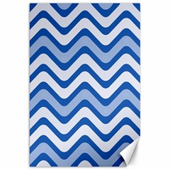 Waves-blue White Canvas 20  X 30  by nateshop