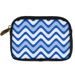 Waves-blue White Digital Camera Leather Case by nateshop