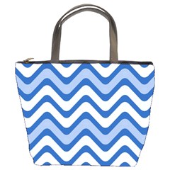 Waves-blue White Bucket Bag by nateshop