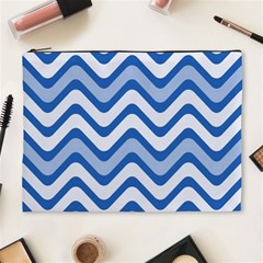 Waves-blue White Cosmetic Bag (xl) by nateshop