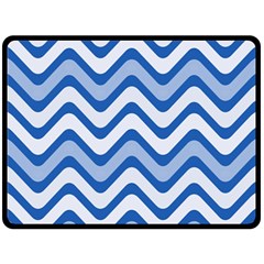 Waves-blue White Double Sided Fleece Blanket (large)  by nateshop