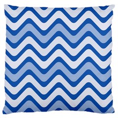 Waves-blue White Large Cushion Case (two Sides)