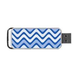 Waves-blue White Portable Usb Flash (one Side) by nateshop