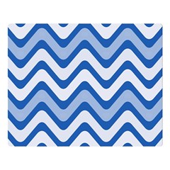 Waves-blue White Double Sided Flano Blanket (large)  by nateshop