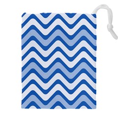 Waves-blue White Drawstring Pouch (4xl) by nateshop