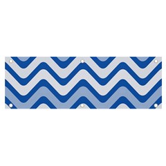 Waves-blue White Banner And Sign 6  X 2 