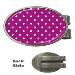 Polka-dots-purple White Money Clips (oval)  by nateshop