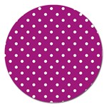 Polka-dots-purple White Magnet 5  (Round) Front