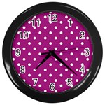 Polka-dots-purple White Wall Clock (Black) Front