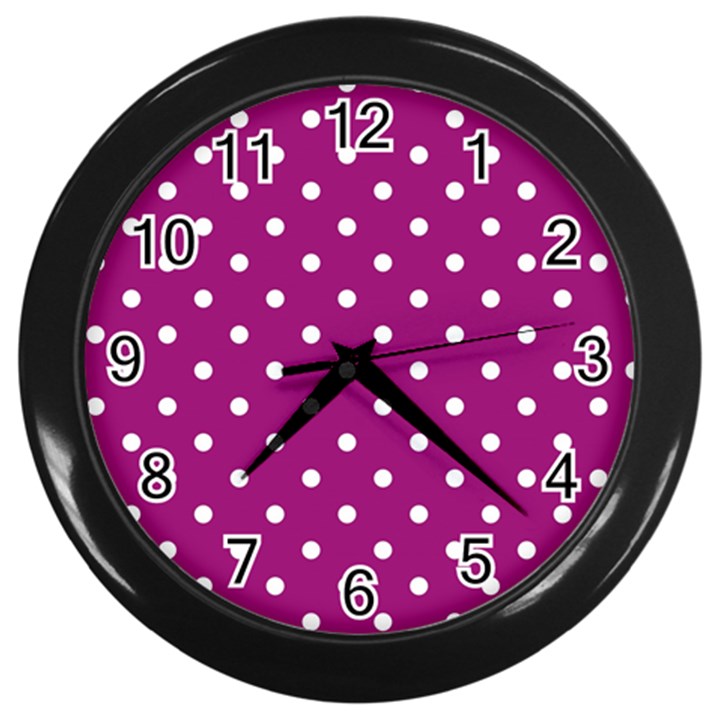 Polka-dots-purple White Wall Clock (Black)