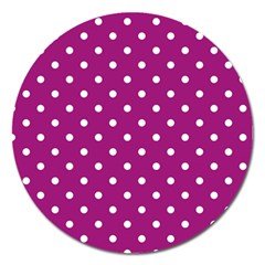 Polka-dots-purple White Magnet 5  (round) by nateshop