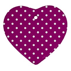 Polka-dots-purple White Heart Ornament (two Sides) by nateshop