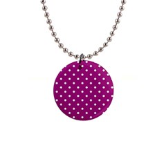 Polka-dots-purple White 1  Button Necklace by nateshop