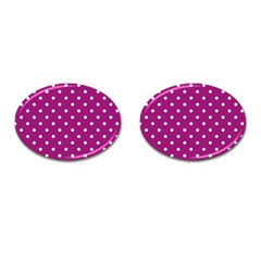 Polka-dots-purple White Cufflinks (oval) by nateshop